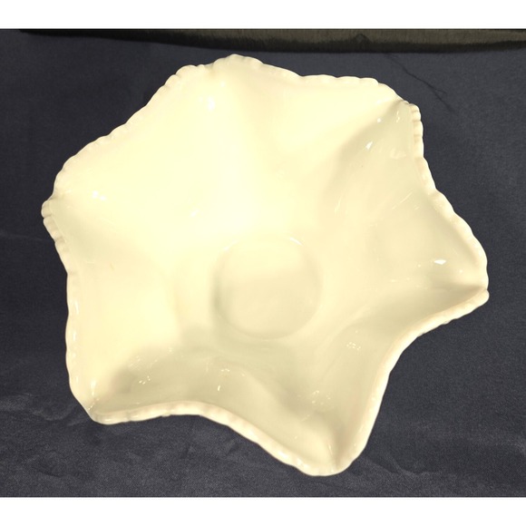 Vintage Westmoreland Bramble Milk Glass Crimped Round Bowl 10" Maple Leaf Footed - Picture 2 of 8